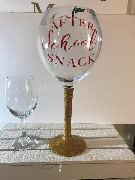 Giant Wine Glass Initials Etched After School Snack Etsy