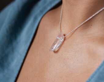 Sterling Silver Dainty Gemstone Necklace (Rose Quartz) | Self-Care Gift | Intentional Jewelry | Crystal Gift | Galentine Gift Idea