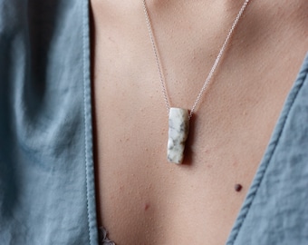 Sterling Silver Dainty Gemstone Necklace (Dendrite Agate) | Self-Care Gift | Intentional Jewelry | Crystal Gift | Galentine Gift Idea