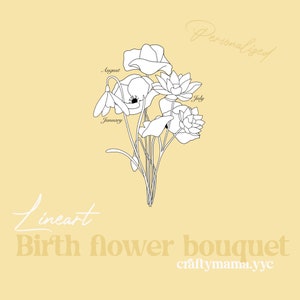 Digital Flower Bouquet | Personalized | Birth Flowers | Digital Download | Customize | Portrait | Design | Printable | DIY