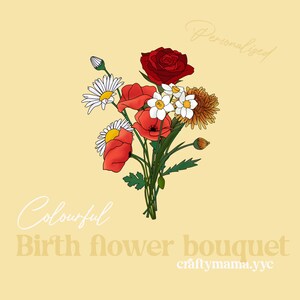 Digital Flower Bouquet | Personalized | Birth Flowers | Digital Download | Customize | Portrait | Design | Printable | DIY