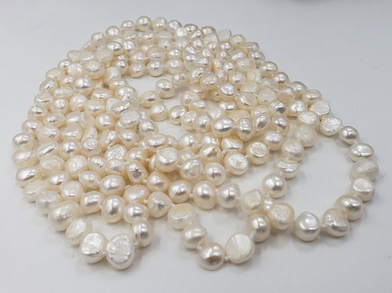 Freshwater Baroque White Pearls Necklace 67” long - image 4