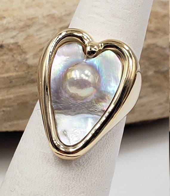 Fresh Water Cultured Pearl Heart Shape Ring Size … - image 4