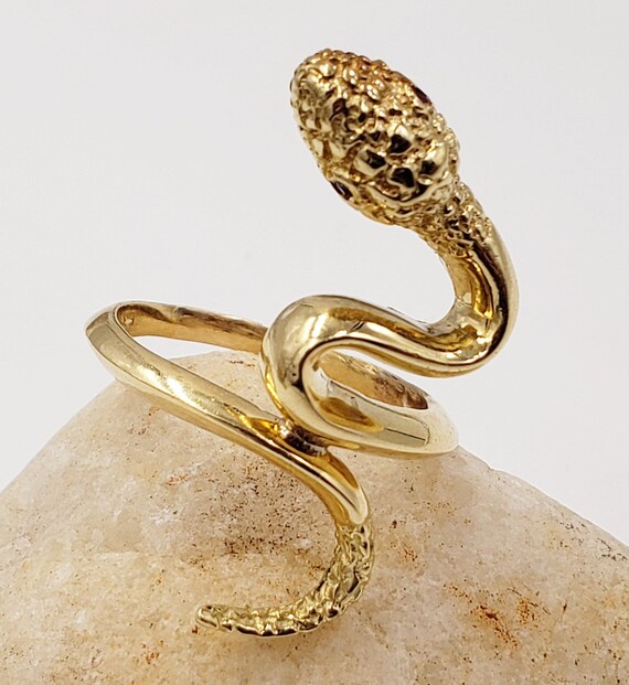 Snake with Ruby Eyes Ring Size in 18 Kt Size 8.25… - image 2