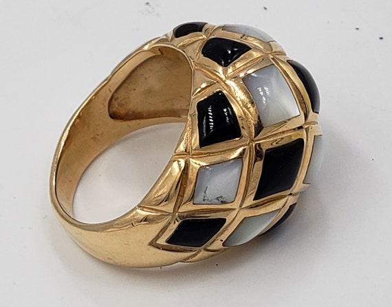 Onyx and Mother of Pearl by KBN Ring in 14Kt Yell… - image 3