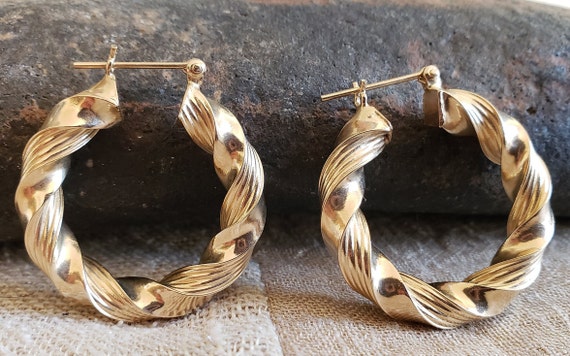 14kt Yellow Gold Twisted Rope Hoops - image 2