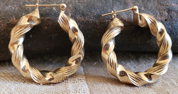14kt Yellow Gold Twisted Rope Hoops - image 6