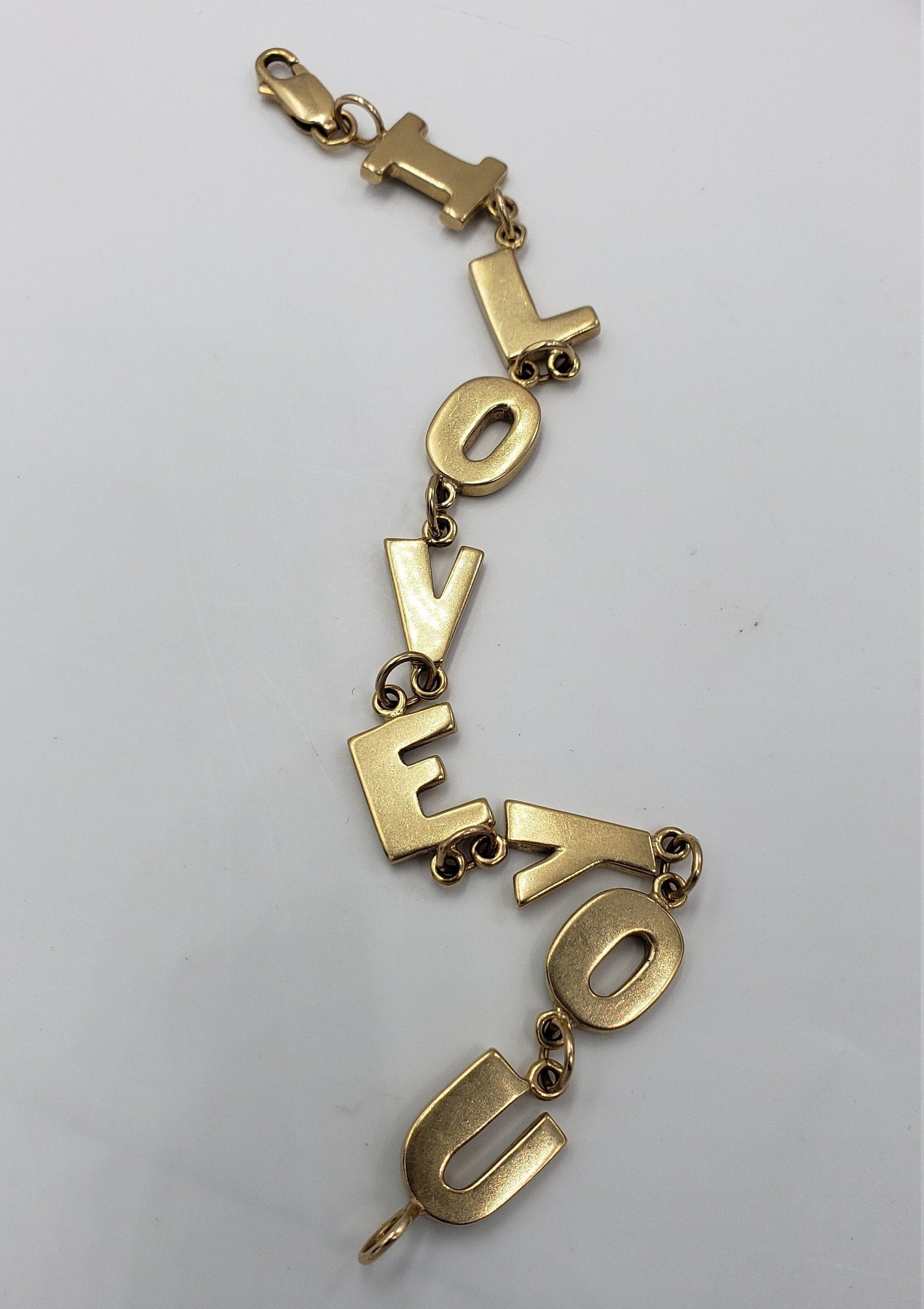 I LOVE YOU Bracelet in 14Kt Yellow Gold 6.75 L Etsy