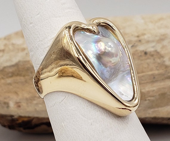 Fresh Water Cultured Pearl Heart Shape Ring Size … - image 8