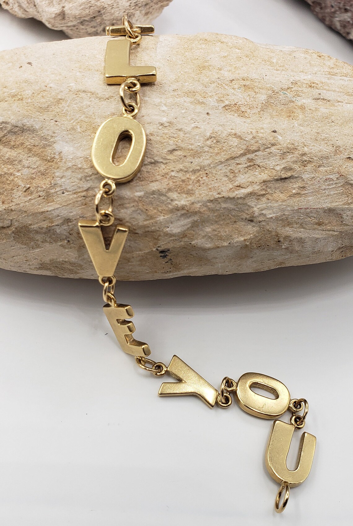 I LOVE YOU Bracelet in 14Kt Yellow Gold 6.75 L Etsy