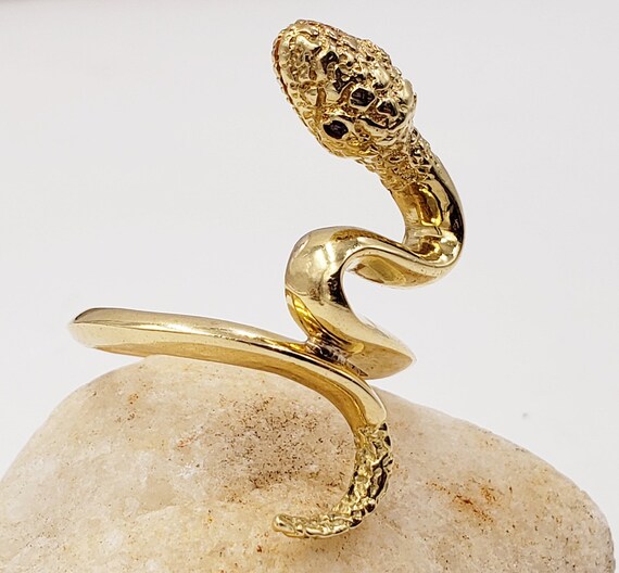 Snake with Ruby Eyes Ring Size in 18 Kt Size 8.25… - image 3