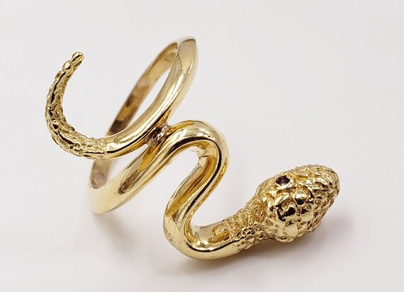 Snake with Ruby Eyes Ring Size in 18 Kt Size 8.25… - image 7