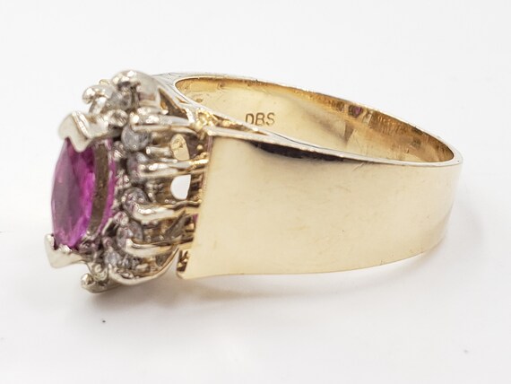 Marquise Cut Pink Topaz and Diamonds Ring in 14KT… - image 7
