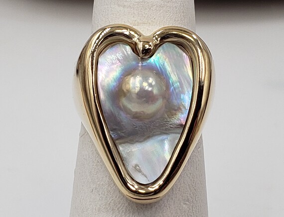 Fresh Water Cultured Pearl Heart Shape Ring Size … - image 7