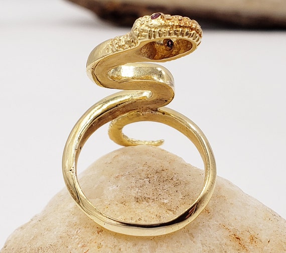 Snake with Ruby Eyes Ring Size in 18 Kt Size 8.25… - image 5