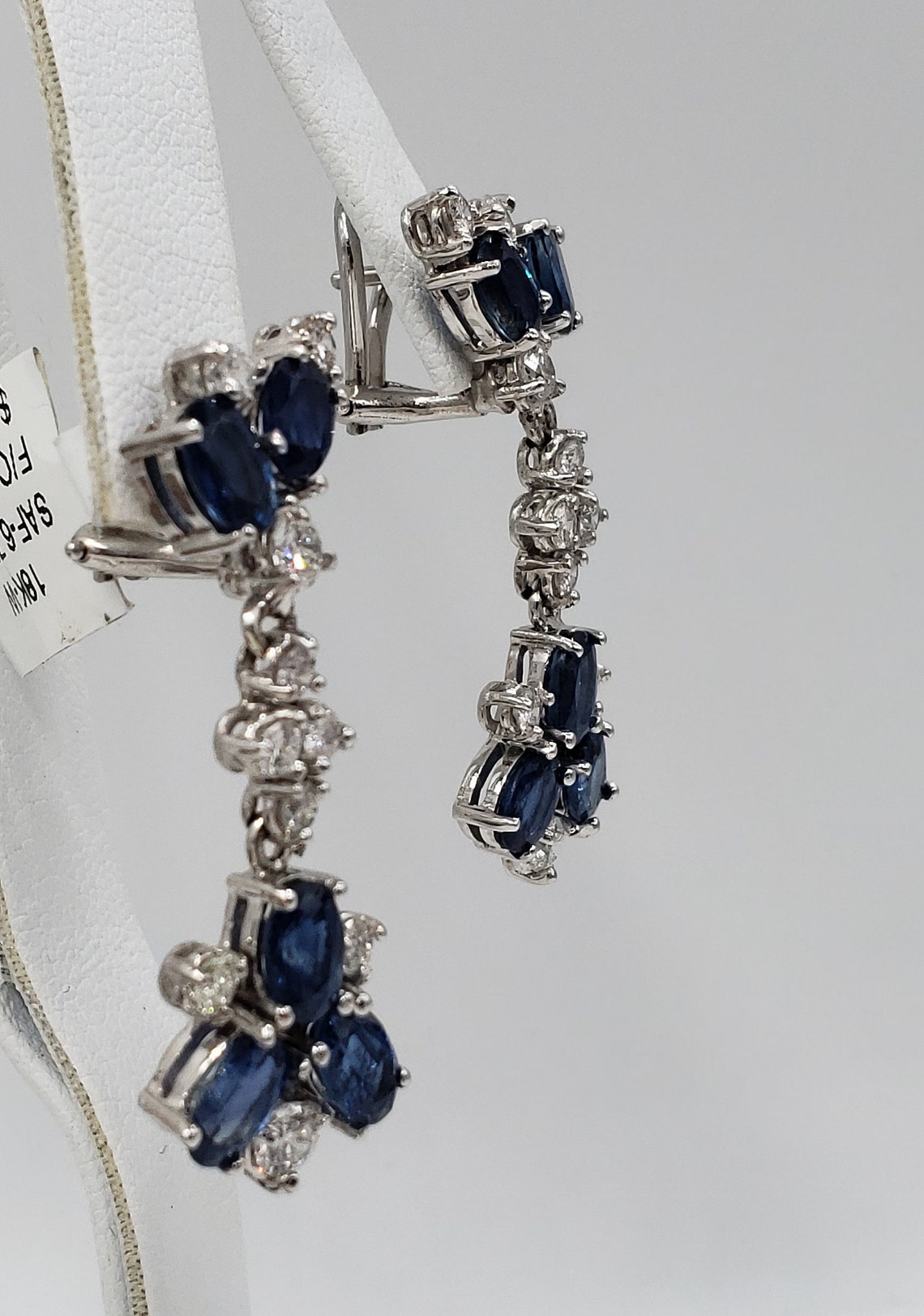 Diamonds and Sapphire Chandelier Earrings in 18Kt White Gold Etsy