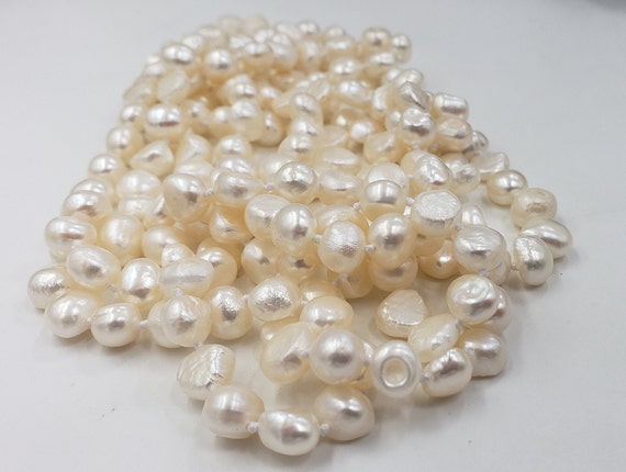 Freshwater Baroque White Pearls Necklace 67” long - image 2