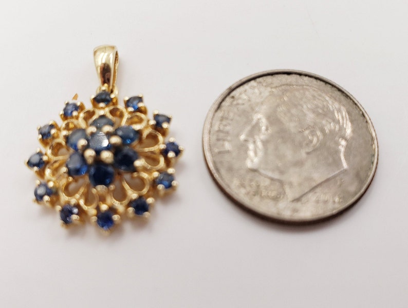 Snowflake Pendant with Sapphires in 14KT Yellow Gold