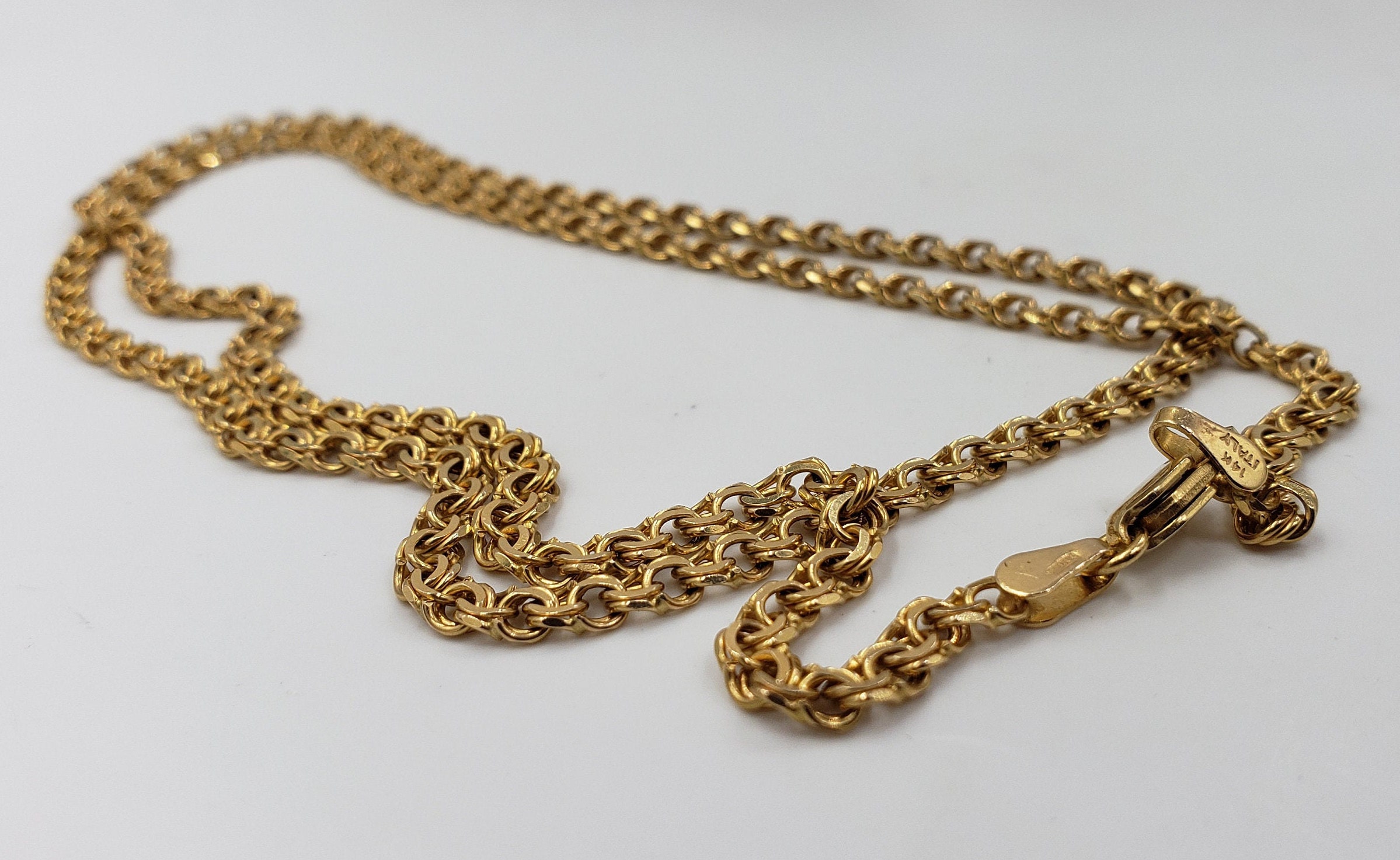 14Kt Yellow Gold Chain 24 L made in Italy Etsy