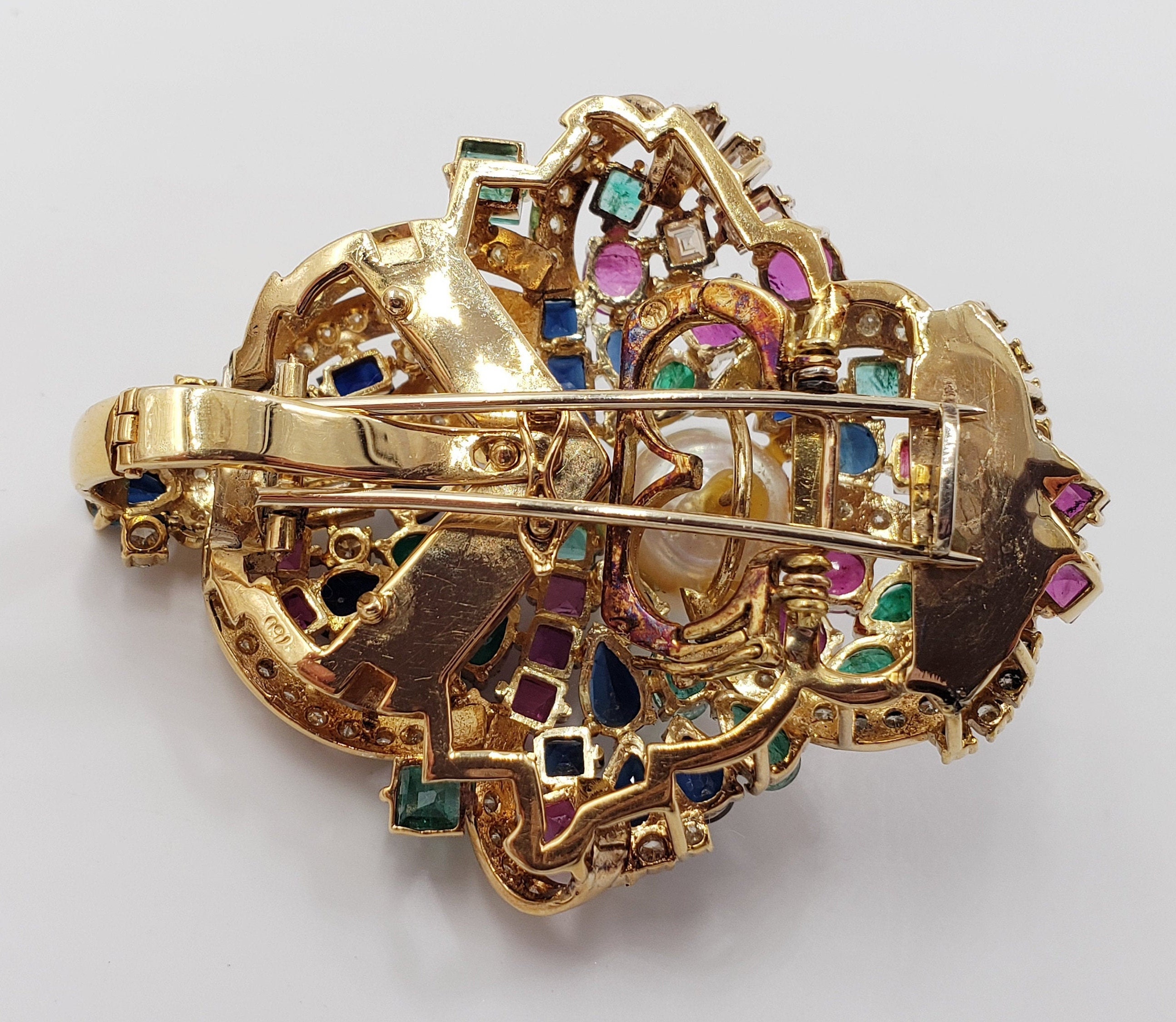 Broche Torche Art Déco Vintage - Épingle à Perles Et Perles - Rouge Or - Livraison Gratuite