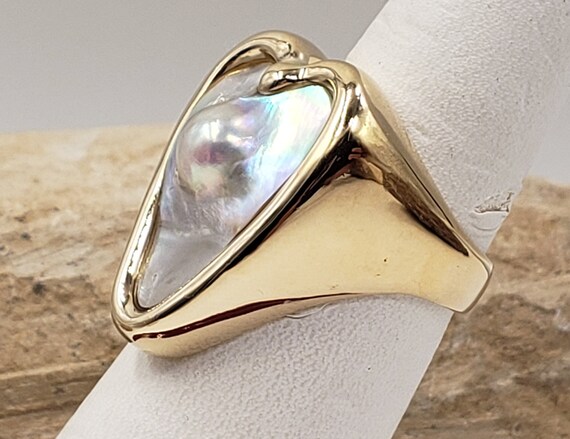 Fresh Water Cultured Pearl Heart Shape Ring Size … - image 3