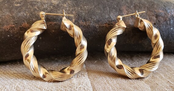 14kt Yellow Gold Twisted Rope Hoops - image 3