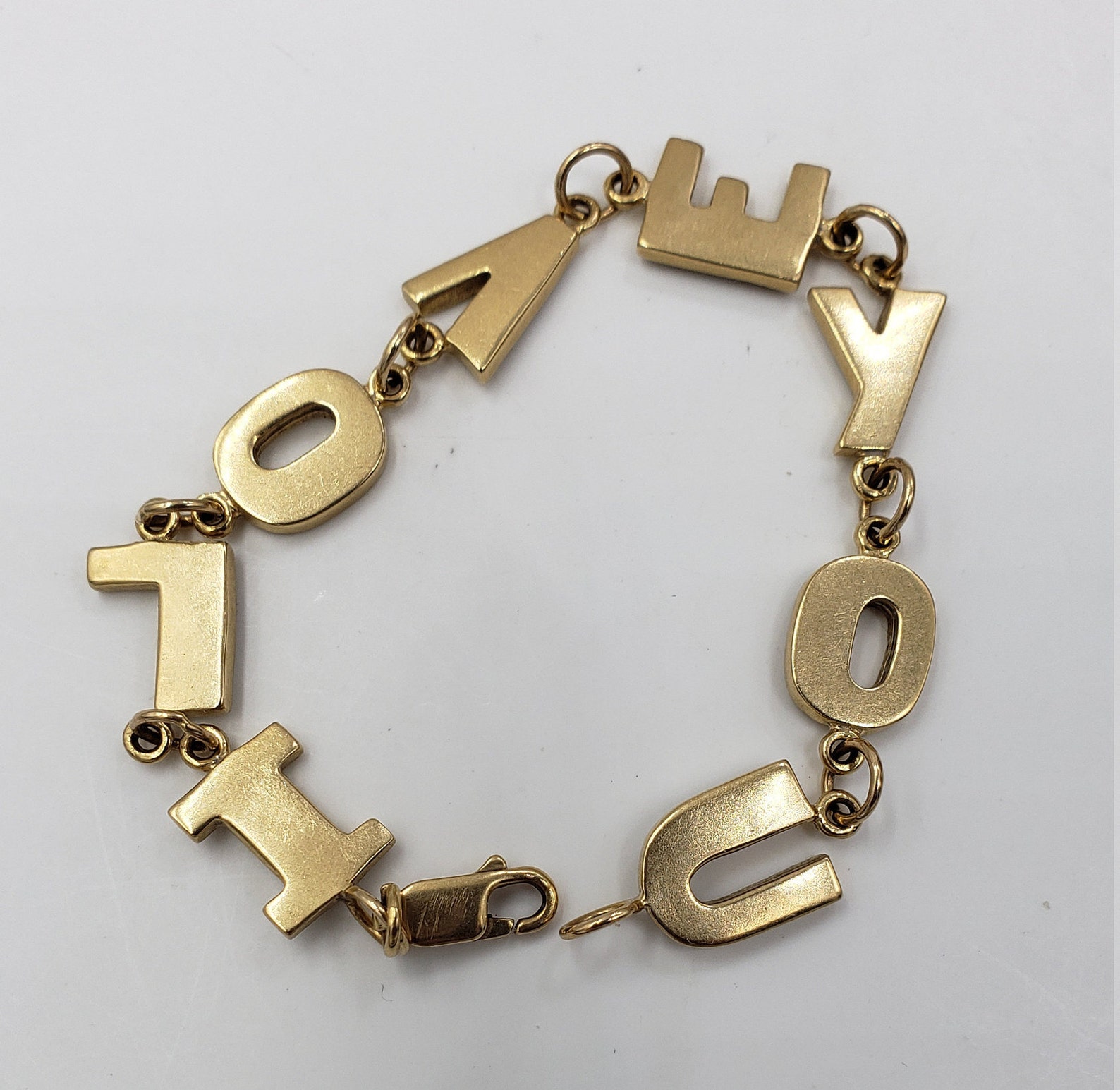 I LOVE YOU Bracelet in 14Kt Yellow Gold 6.75 L Etsy