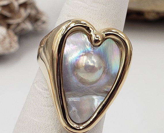 Fresh Water Cultured Pearl Heart Shape Ring Size … - image 6