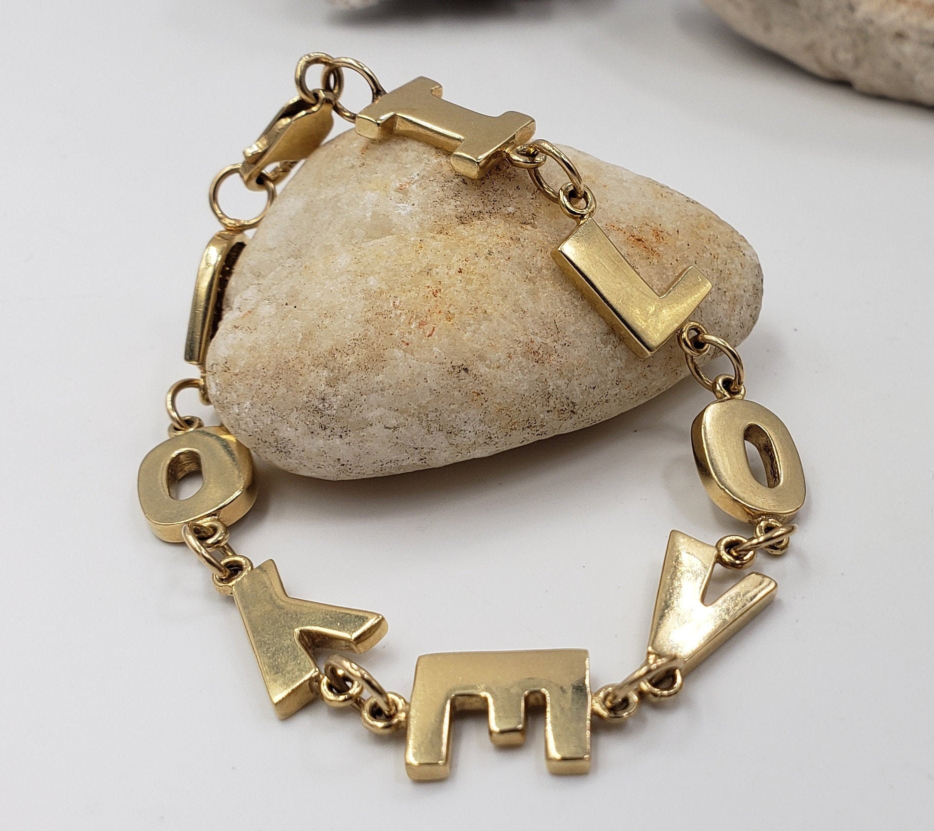 I LOVE YOU Bracelet in 14Kt Yellow Gold 6.75 L Etsy