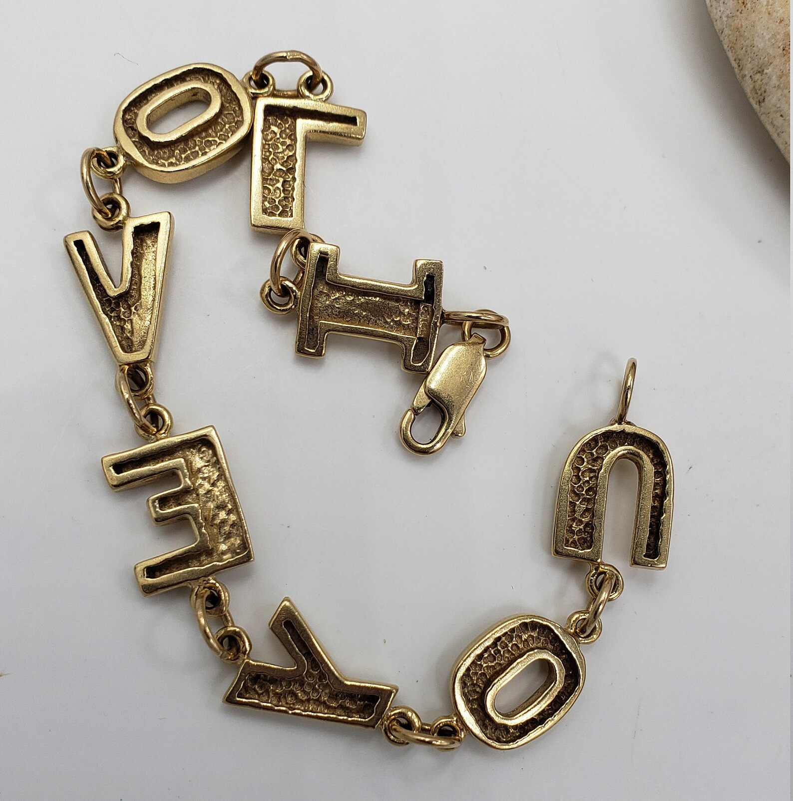 I LOVE YOU Bracelet in 14Kt Yellow Gold 6.75 L Etsy