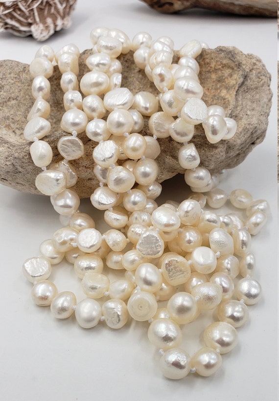 Freshwater Baroque White Pearls Necklace 67” long - image 1