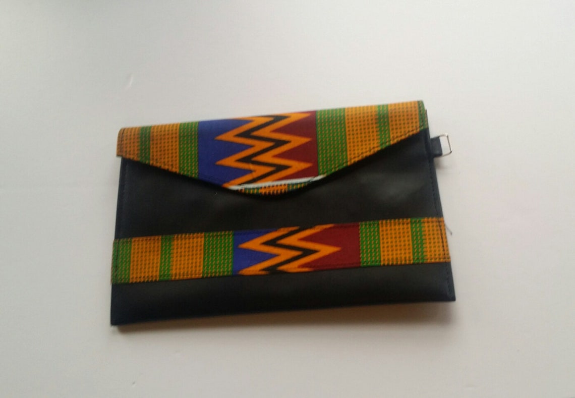 black faux leather clutch bag