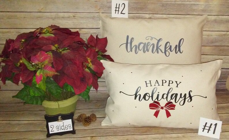 Holiday Cotton Canvas Pillow Cover Double Sided Pillowcase Etsy