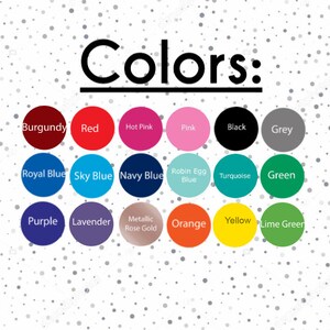 Pu&ograve; includere: Un grafico che mostra 16 colori diversi con i loro nomi. I colori sono: Borgogna, Rosso, Rosa acceso, Rosa, Nero, Grigio, Blu reale, Blu cielo, Blu navy, Blu turchese, Turchese, Verde, Viola, Lavanda, Oro rosa metallizzato, Arancione, Giallo e Verde lime.