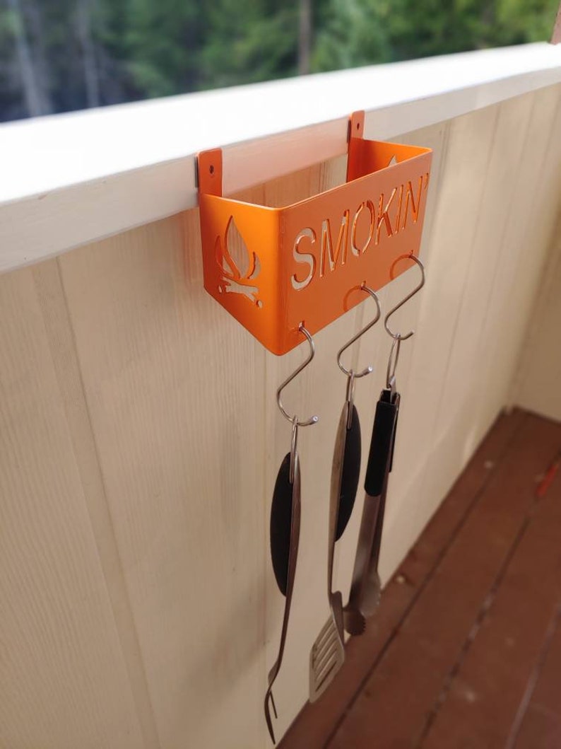Wall or Deck mount Smokin grill utensil holder