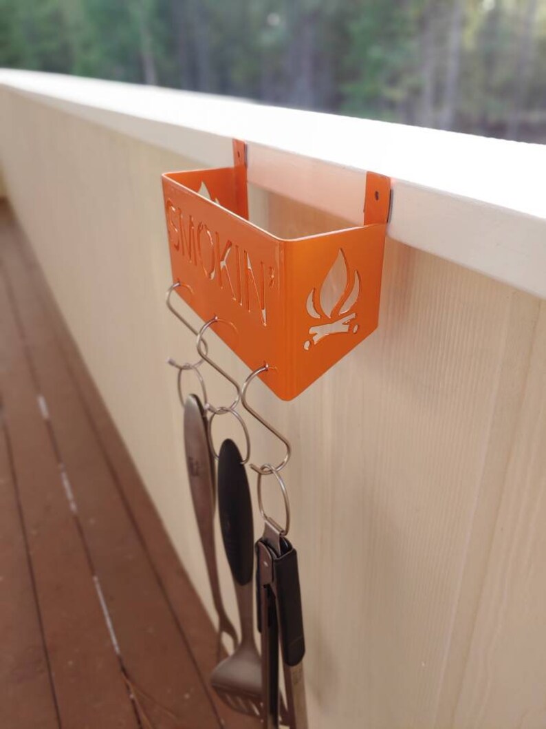 Wall or Deck mount Smokin grill utensil holder