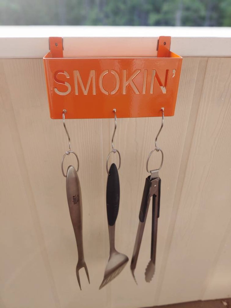Wall or Deck mount Smokin grill utensil holder