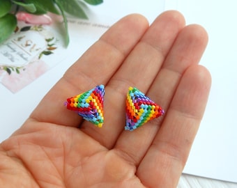 lesbian earrings, Pride flag jewelry, Rainbow earrings , lesbian pride jewelry , Stud beaded earrings, lgbt jewelry gifts