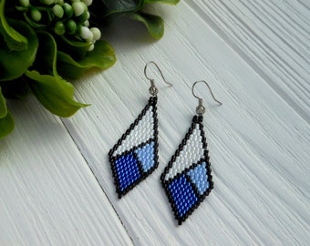 Blue beaded earrings / Modern bead Earrings / Every day earrings / Blue earrings dangle / Miyuki jewelry / Gift for girlfriend / mother gift