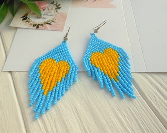 Ukraine jewelry earrings , Ukraine flag jewelry, Ukraine shops , Ukraine sellers , Ukraine beaded earrings love for Ukraine