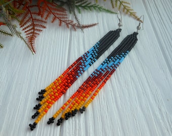 Ethnic earrings for women Ethnic american earrings native america indian jewelry beaded long earrings for women