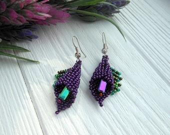 Orecchini viola perline orecchini di fiori per le donne gioielli set donne regali regalo di compleanno per la moglie