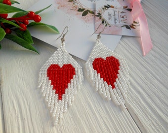 Orecchini cuore rosso per San Valentino regalo perline cuore orecchini San Valentino Gioielli di legno perline cuori regalo giorno di Capodanno giorno regalo giorno