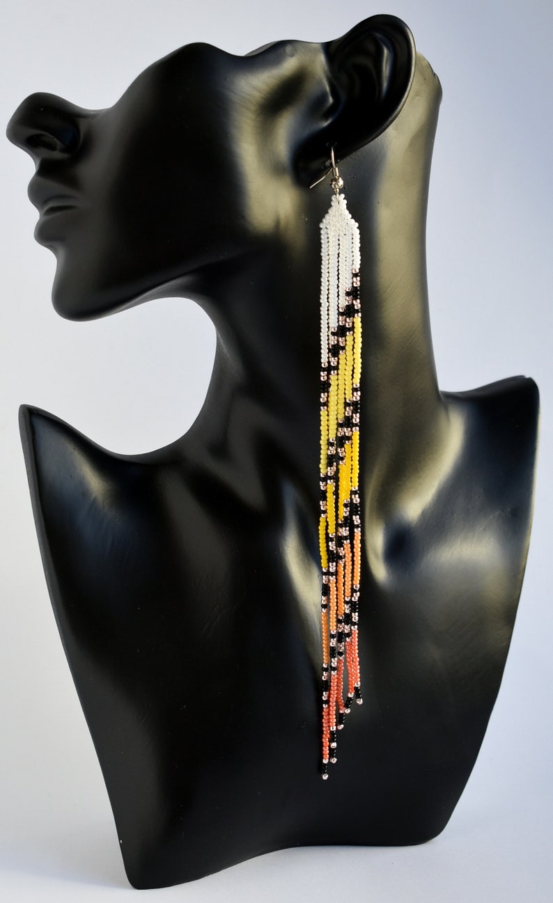 Statement Earrings to Shoulder Extra Long Beaded Earrings Long Etsy