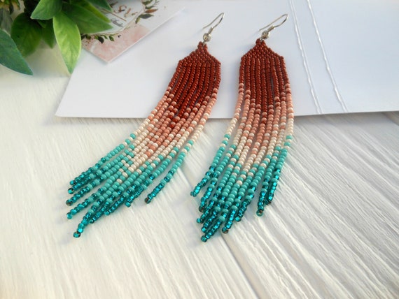 Orecchini Boho in rame e turchese: pendenti in argento