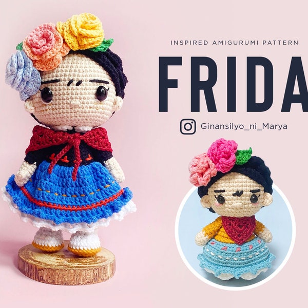 Crochet Doll Amigurumi Pattern Frida, PDF Pattern, English