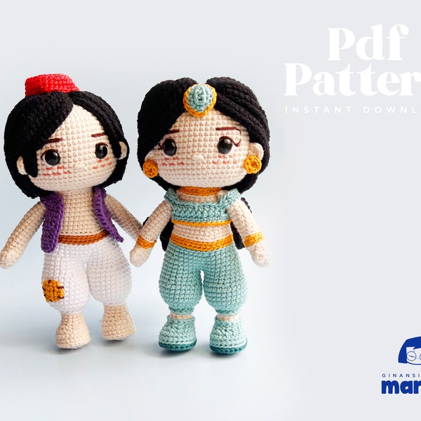 Crochet Doll Amigurumi Pattern Couple Arabe, Patron PDF, Anglais