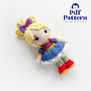 Puppe, Häkelpuppe, Amigurumi-Muster, Regenbogen Mädchen, PDF Pattern, englisch