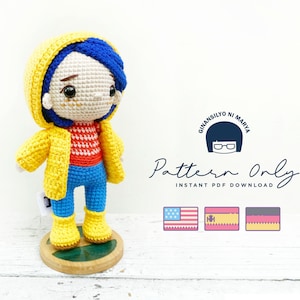Crochet Doll Amigurumi Pattern Cora, PDF Pattern, English, Espanol, Dutch