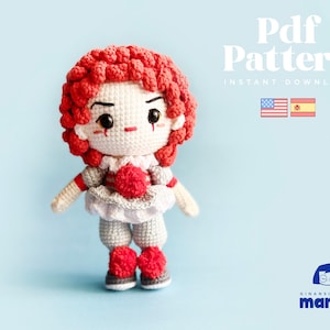 Crochet Doll Amigurumi Pattern Penny Clown, PDF Pattern, English